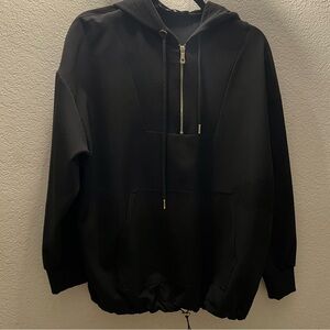 Zara Black Hooded Jacket with Zipper